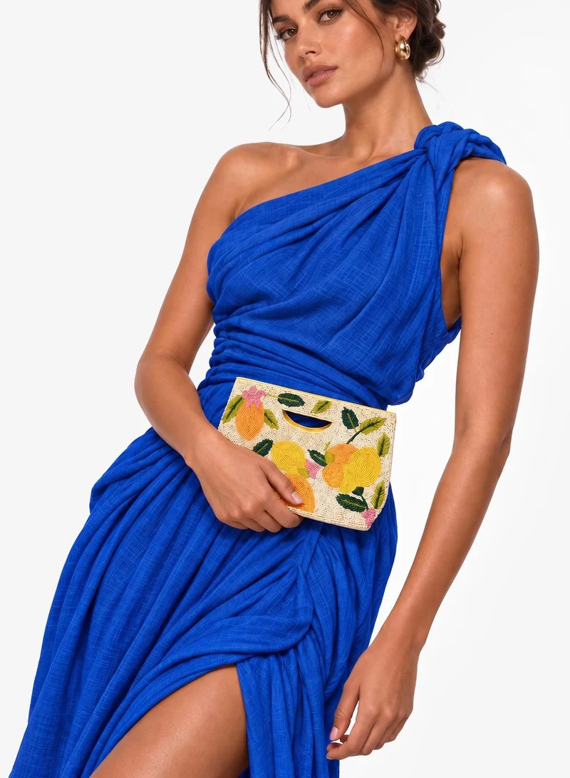 Ginger Boutique Embroidered Beaded Lemon Clutch