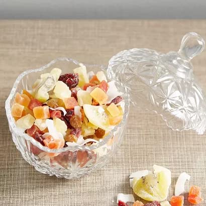 bellemax Premium Glass Candy Dish with Lid, Crystal Candy Jar, Cookie Jar, Decorative Candy Bowl, Jewelry Dish, Covered Candy Jars for Buffet, Kitchen, Home, Office Desk (Spiral - A) 350ML - Image 2
