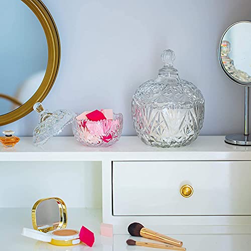 bellemax Premium Glass Candy Dish with Lid, Crystal Candy Jar, Cookie Jar, Decorative Candy Bowl, Jewelry Dish, Covered Candy Jars for Buffet, Kitchen, Home, Office Desk (Spiral - A) 350ML - Image 5
