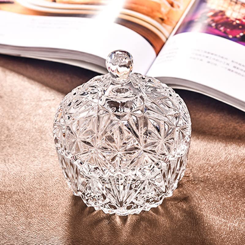 bellemax Premium Glass Candy Dish with Lid, Crystal Candy Jar, Cookie Jar, Decorative Candy Bowl, Jewelry Dish, Covered Candy Jars for Buffet, Kitchen, Home, Office Desk (Spiral - A) 350ML - Image 4
