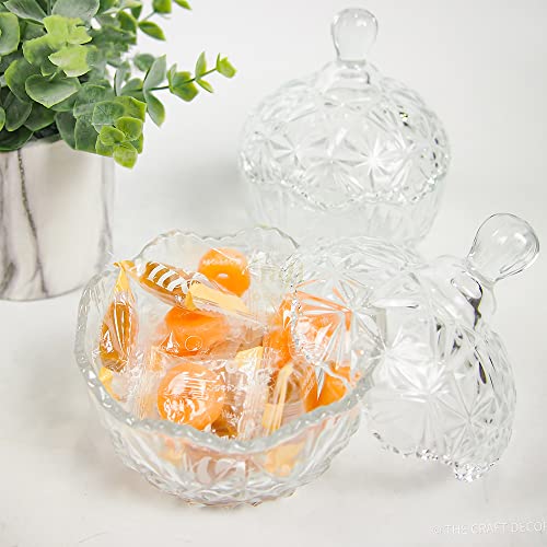 bellemax Premium Glass Candy Dish with Lid, Crystal Candy Jar, Cookie Jar, Decorative Candy Bowl, Jewelry Dish, Covered Candy Jars for Buffet, Kitchen, Home, Office Desk (Spiral - A) 350ML - Image 3