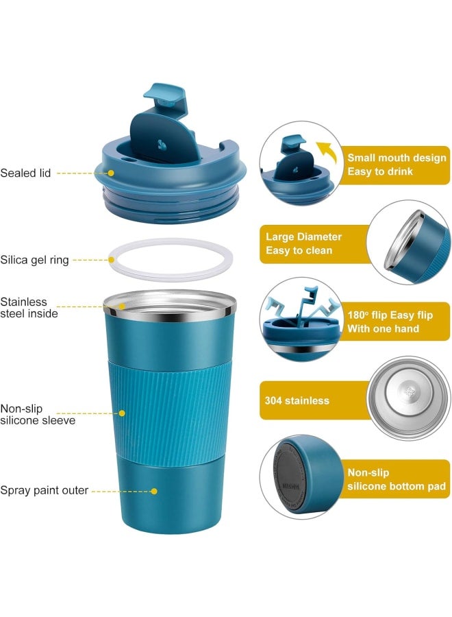 Travel Mug Reusable Insulated Coffee Cups Vacuum Insulation Stainless Steel Thermal Tumbler for Hot Cold Drinks (Blue, 510ml) - Image 3