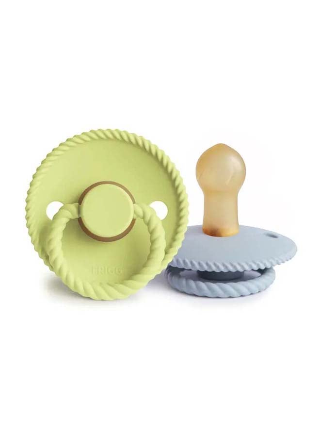 FRIGG Rope Latex Baby Pacifier  0-6M 2-Pack Green Tea/Powder Blue - Size 1