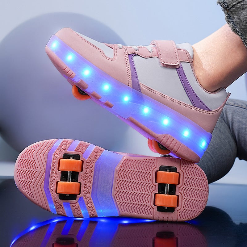 Affordable Kids' Roller Skates Wholesale - 4-Wheel Transforming Glowing Skateboard for Girls and  Boys - Image 1