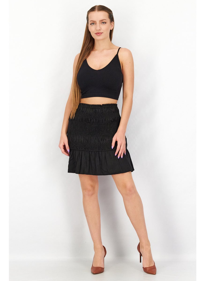 Women Textured Smocked Mini Skirt, Black - pzsku/ZB86B4BB8BDEC04FA8967Z/45/_/1724350602/7177a7b6-4d36-4aa7-b7b3-5da01859446e