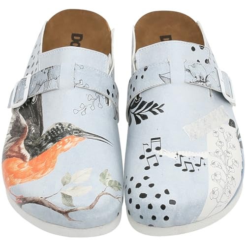 DOGO Clogs for Women – Vegan Leather and Handmade Women’s Mules & Clogs Birds Chirping Design, Size 5 - Image 2