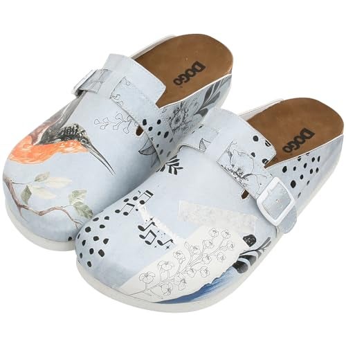 DOGO Clogs for Women – Vegan Leather and Handmade Women’s Mules & Clogs Birds Chirping Design, Size 5 - Image 1