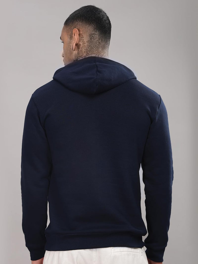 ADRO Hustle Hard Stay Wild Hoodie for Men | 320 GSM Cotton-Poly Fleece | Soft Feel, Skin-Friendly Printed Graphic Sweatshirt with Kangaroo Pocket & Drawstring Hood – Navy Blue | H25-STYD-NB-XL - Image 3