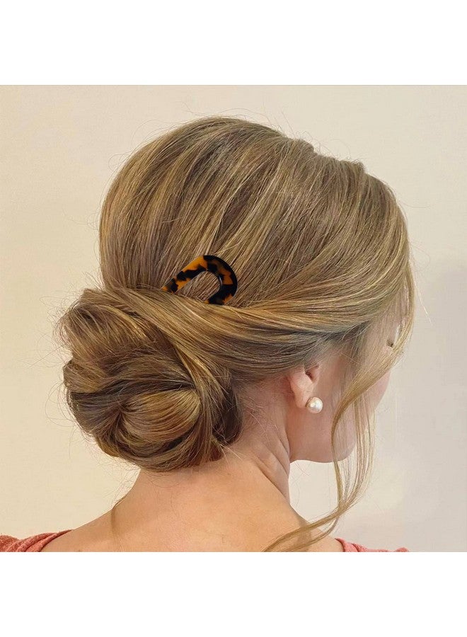 FRDTLUTHW 4.3Inch U Shaped Hair Fork Acetate Tortoiseshell French Hair Pin Colored 2 Prong Bun Hair Sticks For Women Girls(Pack Of 4) - Image 5