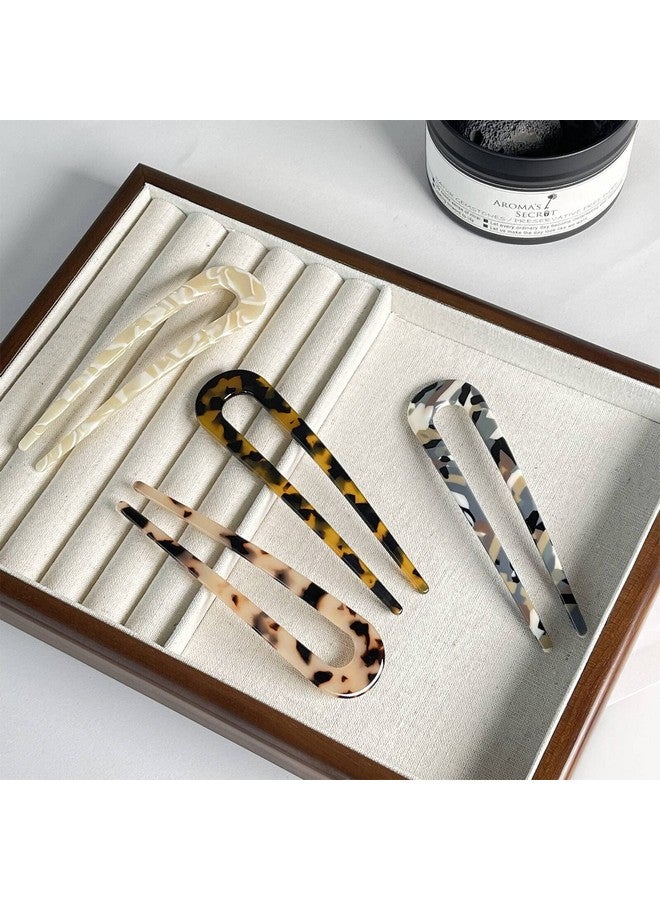 FRDTLUTHW 4.3Inch U Shaped Hair Fork Acetate Tortoiseshell French Hair Pin Colored 2 Prong Bun Hair Sticks For Women Girls(Pack Of 4) - Image 4