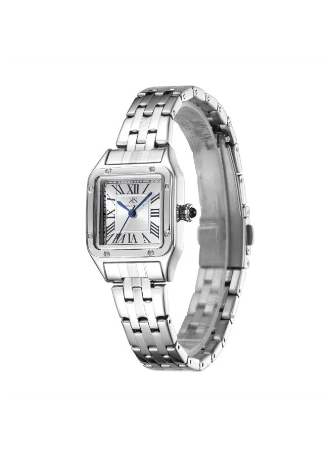 كينيث سكوت Women's Analog Display Watch With Silver Stainless Steel Strap - K25512-SBSW