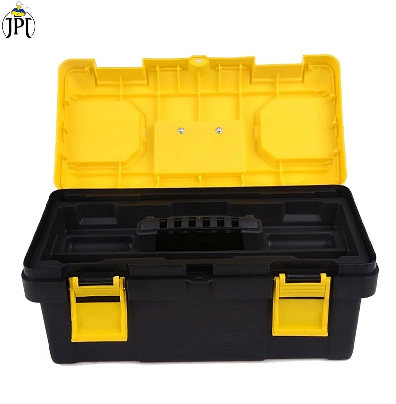 JPT 14-Inch Industrial-Grade Heavy-Duty Tool Box | Two Transparent Lids & One Removable Tray | Secure Tight Latch with Padlock Eye | Best for Electricians, Carpenters, Automobile Use & More - Image 5