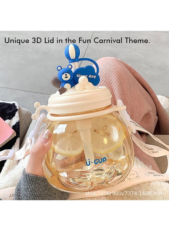 LITTLE SURPRISE BOX White & Blue Carnival theme Kids Water Bottle 1000ml  - Image 3