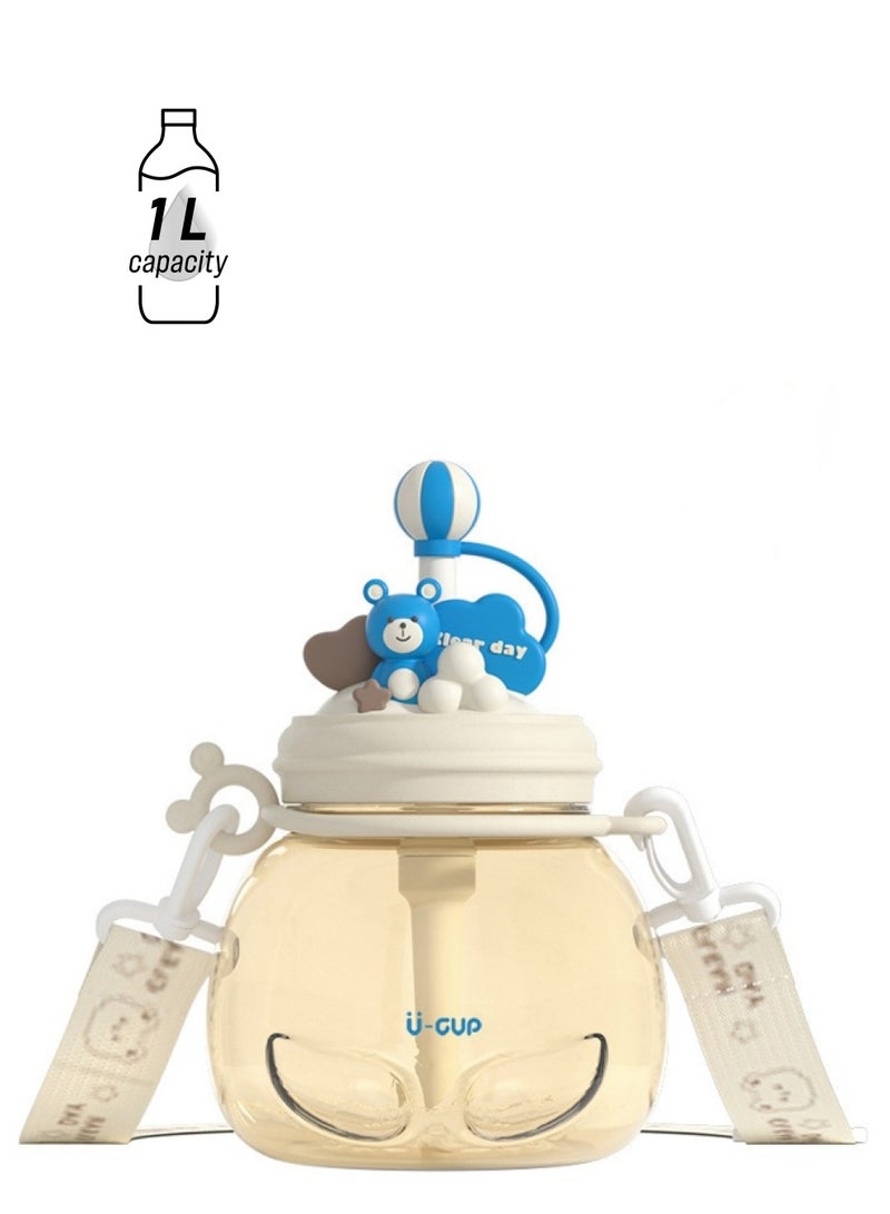 LITTLE SURPRISE BOX White & Blue Carnival theme Kids Water Bottle 1000ml  - Image 1