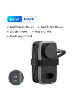 Power Strip, 5 In 1 Charging Smart Socket, Travel Mini Usb Power Strip, Packable Extension Cord With Two  Usb Outlets For Home Office Travelling, (1pc, Black, 2 Usb Outlets)