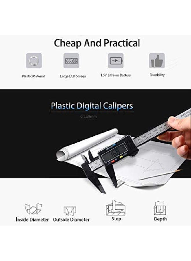 Electronic Digital Calipers, inch and Millimeter Conversion,LCD Screen displays 0-6" Caliper Measuring Tool, Automatic Shutdown, Suitable for DIY/Jewelry Measurement (New150mm ) - Image 5