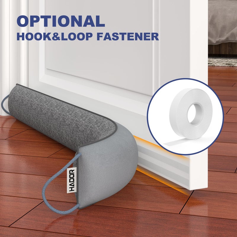 HADOR 32 Inch Weighted Door Draft Stopper - Under Door Snake Pillow, Blocks Cold Air/Wind/Noise, Heavy Duty Soundproof Bottom Filler (Covers Gaps Up to 3"), Winter Patio Sliding Window Seal, Grey - Image 4