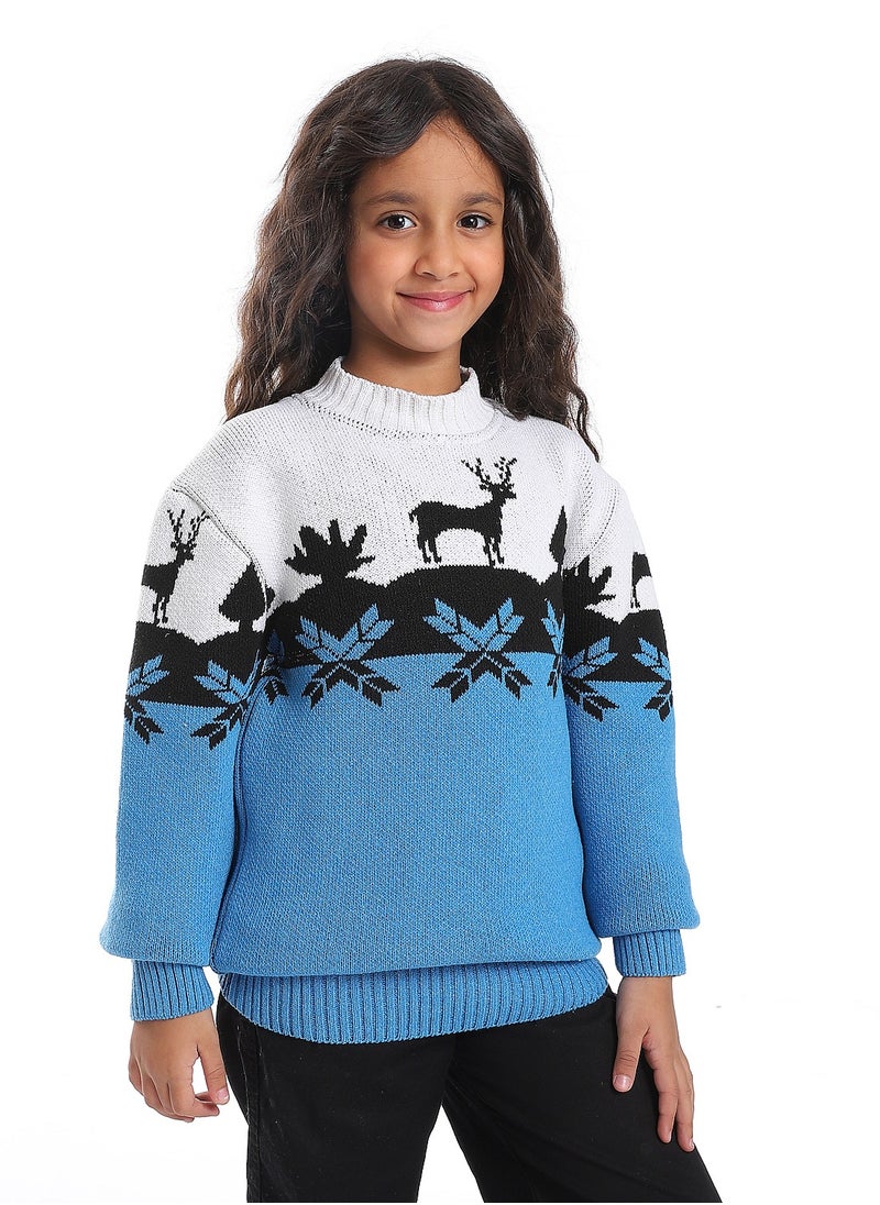 Caesar Girls Wool Pullover With Mutlicolour Design  - Image 1