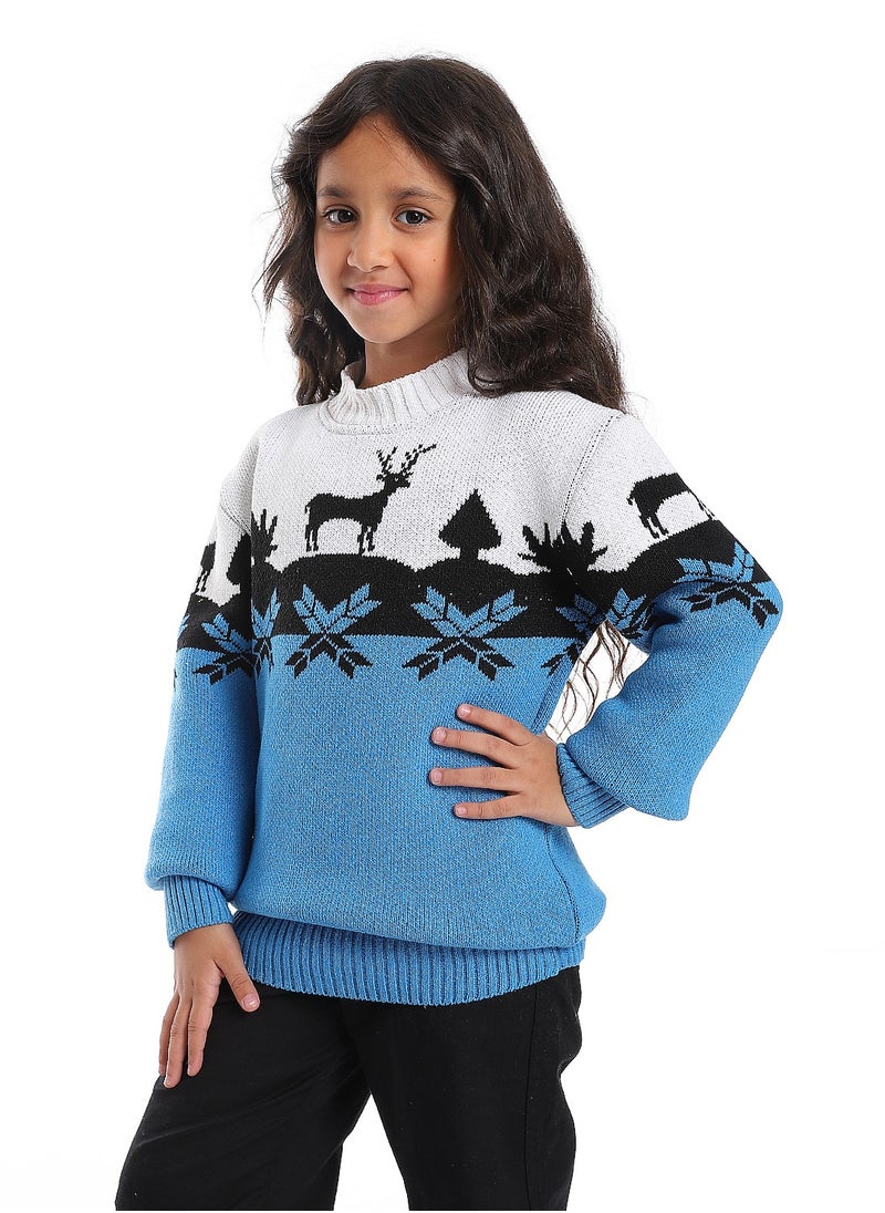 Caesar Girls Wool Pullover With Mutlicolour Design  - Image 3