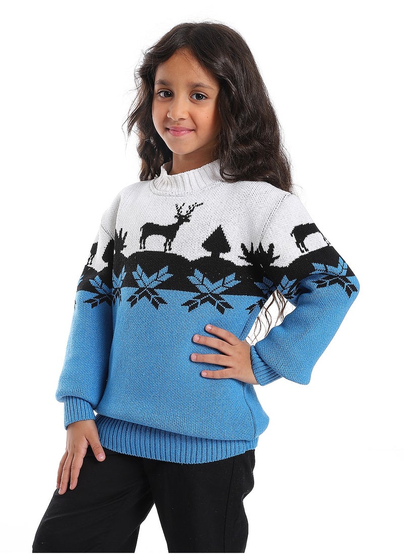 Caesar Girls Wool Pullover With Mutlicolour Design  - Image 4
