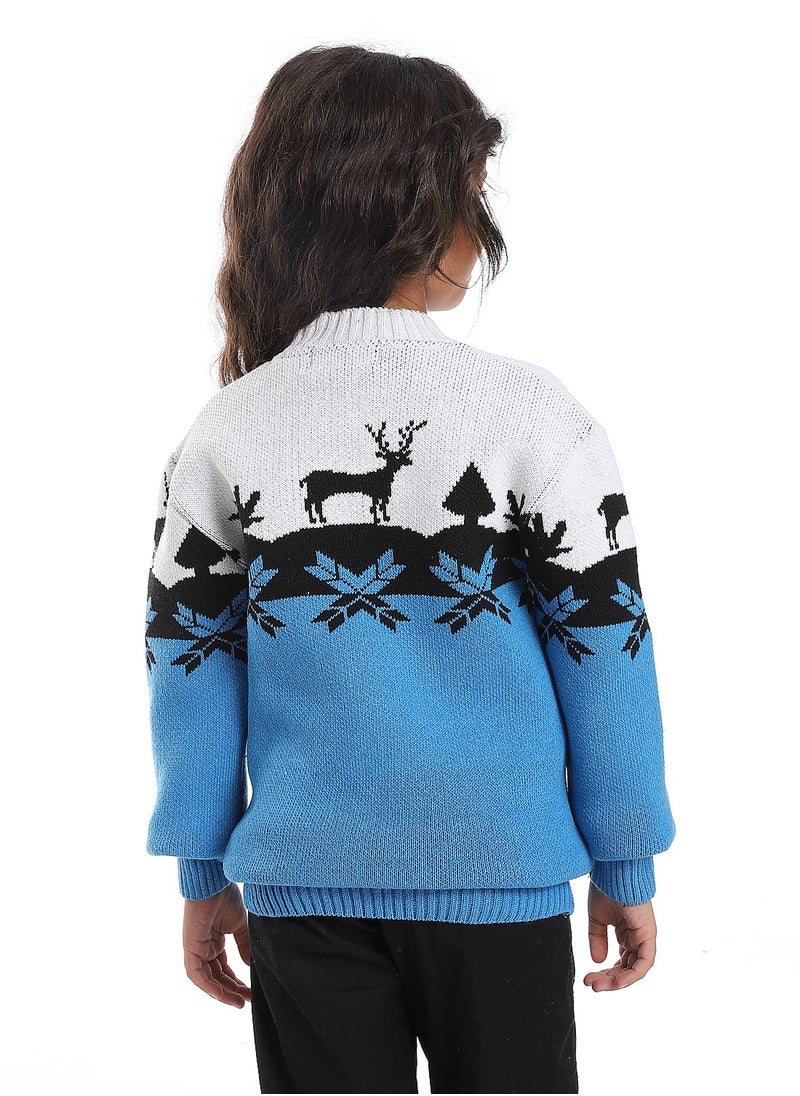 Caesar Girls Wool Pullover With Mutlicolour Design  - Image 2