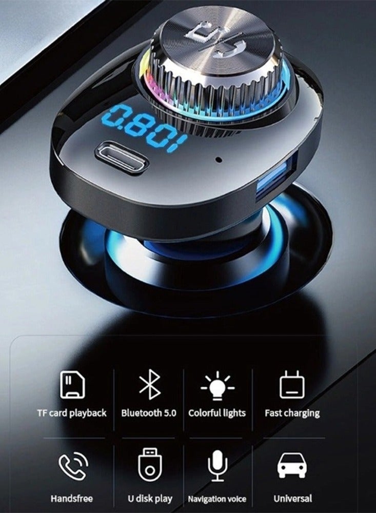 general Bluetooth FM Transmitter for Car,Bluetooth 5.0 Car Adapter,QC 3.0 Charging,7 Color LED Backlit,Dual USB Port,Handsfree Call,Wireless Radio Receiver,Supports TF Card/U-Disk - Image 4