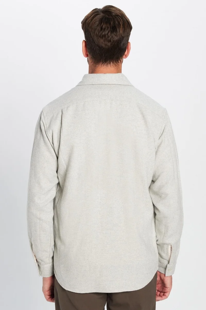 Tudors Men's Classic Fit Regular Cut Lumberjack Single Pocket Plain Gray Winter Shirt