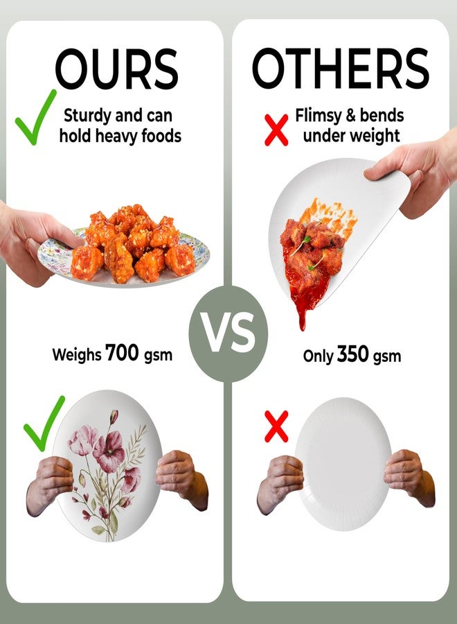 Trendables Heavy Duty Paper Plates Set For 16 Guests - 16 Each Of 8-inch And 10-inch Disposable Plates For Party - Fancy 32 Piece Dinnerware Set For All Occasions | Floral Design, Provincial - Image 5