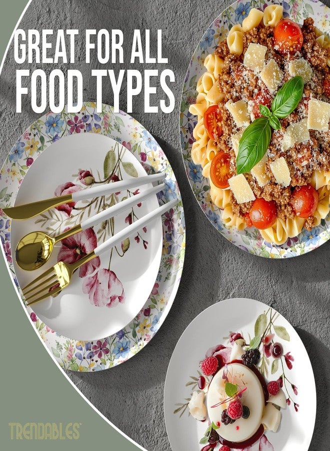 Trendables Heavy Duty Paper Plates Set For 16 Guests - 16 Each Of 8-inch And 10-inch Disposable Plates For Party - Fancy 32 Piece Dinnerware Set For All Occasions | Floral Design, Provincial - Image 4