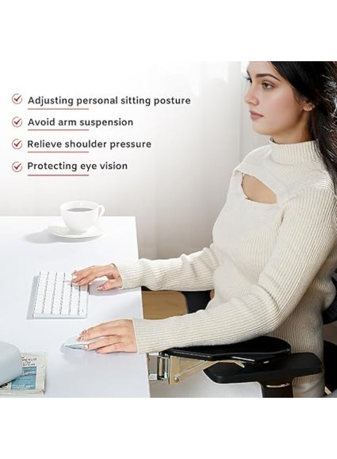 صينية موسع مكتب للطاولة والكرسي والمكتب، موسع دعم مسند ذراع الكمبيوتر للمكتب، حامل مسند مرفق مريح وقابل للطي ودوار، حامل وسادة مسند ذراع ومعصم قابل للتعديل والدوران - Image 2