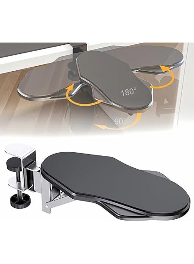 صينية موسع مكتب للطاولة والكرسي والمكتب، موسع دعم مسند ذراع الكمبيوتر للمكتب، حامل مسند مرفق مريح وقابل للطي ودوار، حامل وسادة مسند ذراع ومعصم قابل للتعديل والدوران - Image 1