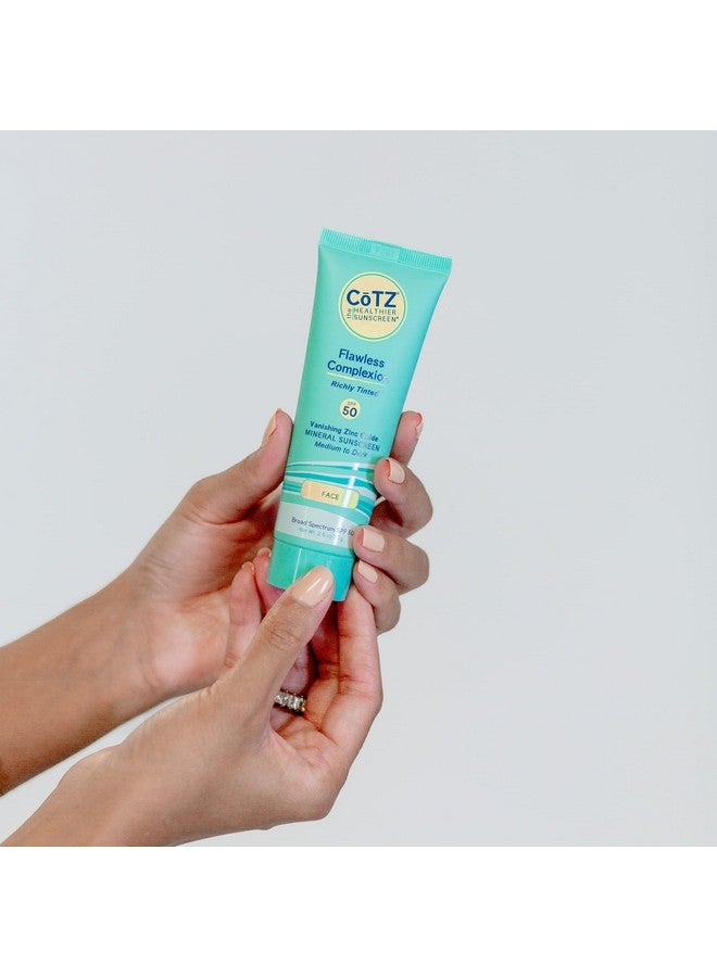CoTZ CōTZ Flawless Complexion Richly Tinted | Facial Mineral Sunscreen | For Medium to Dark Skin Tones | All Skin Types | Broad Spectrum SPF 50 | 2.5oz / 70 g - Image 4