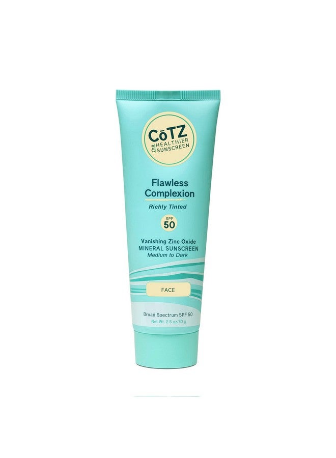 CoTZ CōTZ Flawless Complexion Richly Tinted | Facial Mineral Sunscreen | For Medium to Dark Skin Tones | All Skin Types | Broad Spectrum SPF 50 | 2.5oz / 70 g - Image 1