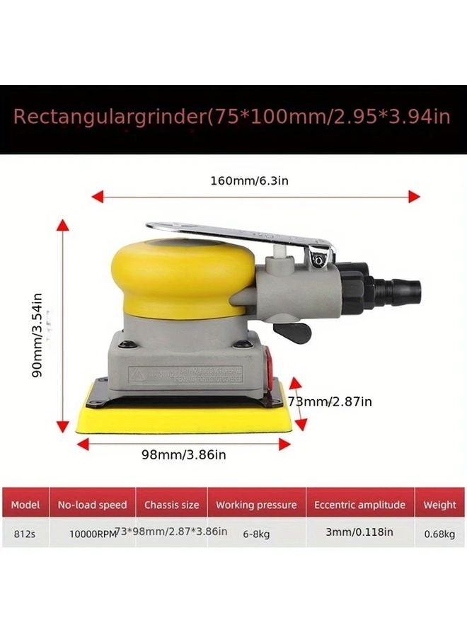 Hifeson Model 812S Pneumatic Car Air Sander Alloy Square 70x100mm Iron Oxide Grinding Tool - Image 1