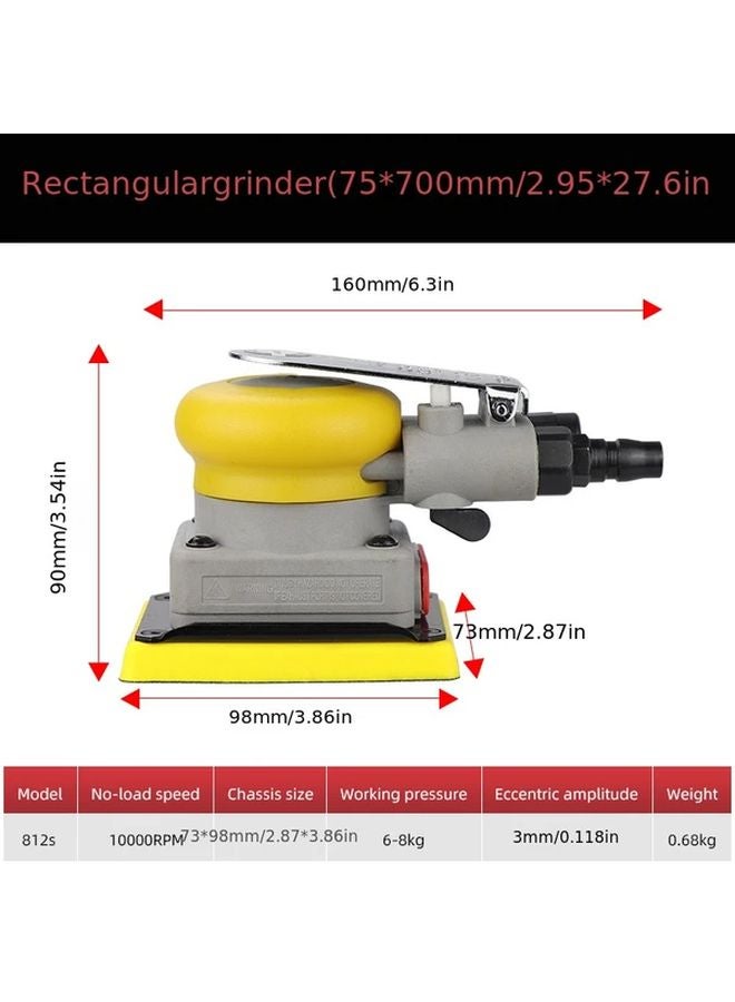 Hifeson Model 812S Pneumatic Car Air Sander Alloy Square 70x100mm Iron Oxide Grinding Tool - Image 4