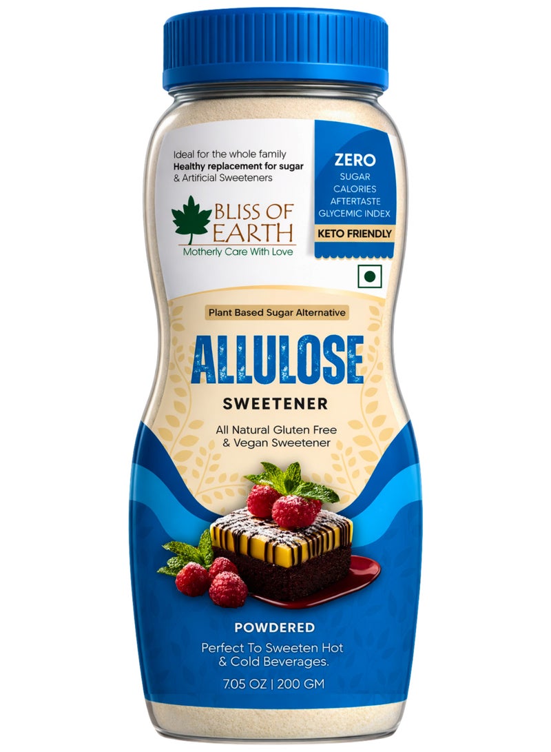 Bliss of Earth Allulose Powder 200g | Rare Sugar Sweetener | Zero Added Sugar | Low Calorie Sugar Substitute | Keto Friendly Sweetener | Diabetic Friendly Sugar Alternative | Baking, Coffee & Dessert Use | Vegan Non-GMO - Image 1