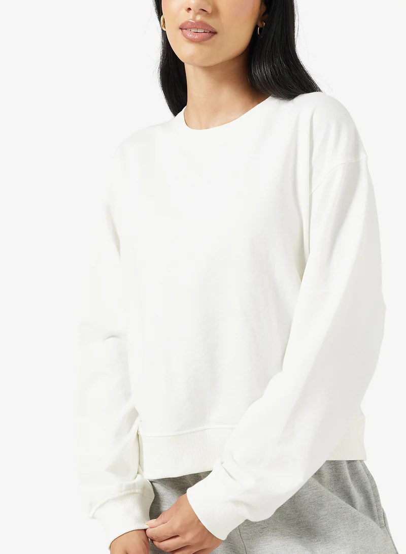 Ginger Basics Cotton Oversize Crew Neck Essential Sweatshirt