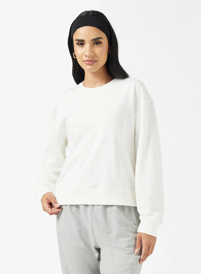جينجر بيسيكس Cotton Oversize Crew Neck Essential Sweatshirt