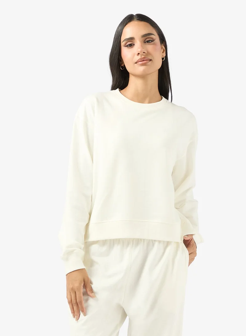 جينجر بيسيكس سويت شيرت أساسي بياقة دائرية قطني واسع