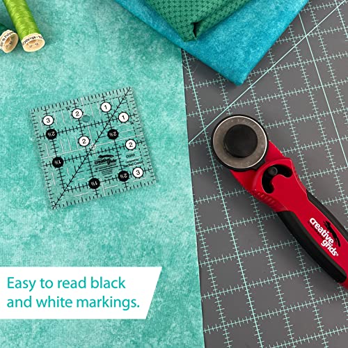 Creative Grids Quilt Ruler 3-1/2in x 3-1/2in Square – CGR3 – Made in USA, Non-Slip Grip Acrylic Quilting, Sewing, Crafting, Patchwork Ruler for Measuring & Cutting Fabric - Image 2