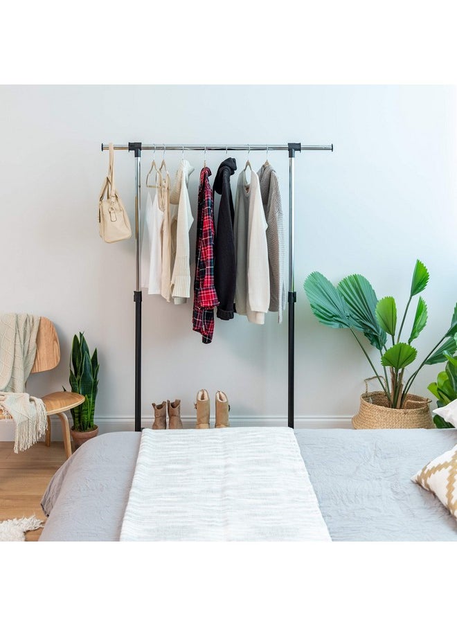 IRIS IRIS USA Portable Single-Rod Height Adjustable Clothes Rack with Extendable Bar and Lockable Wheels, Rolling Garment, Single Rod Wardrobe Rack, Easy Assemble, for Clothes, Belts, Shoes, and Bags  - Image 3