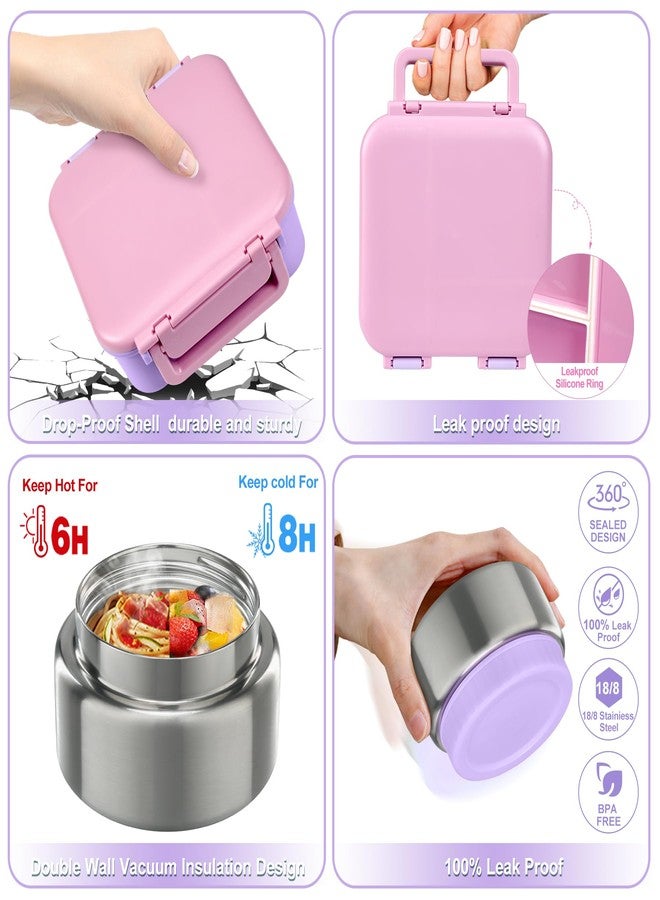 wiwens Kids Bento Lunch Box with 9oz Soup Thermo Leakproof Lunch Food Containers 4 Compartment with Insulated Hot Food Jar for Kid Toddler Girls Boys to School Trvael - Image 4