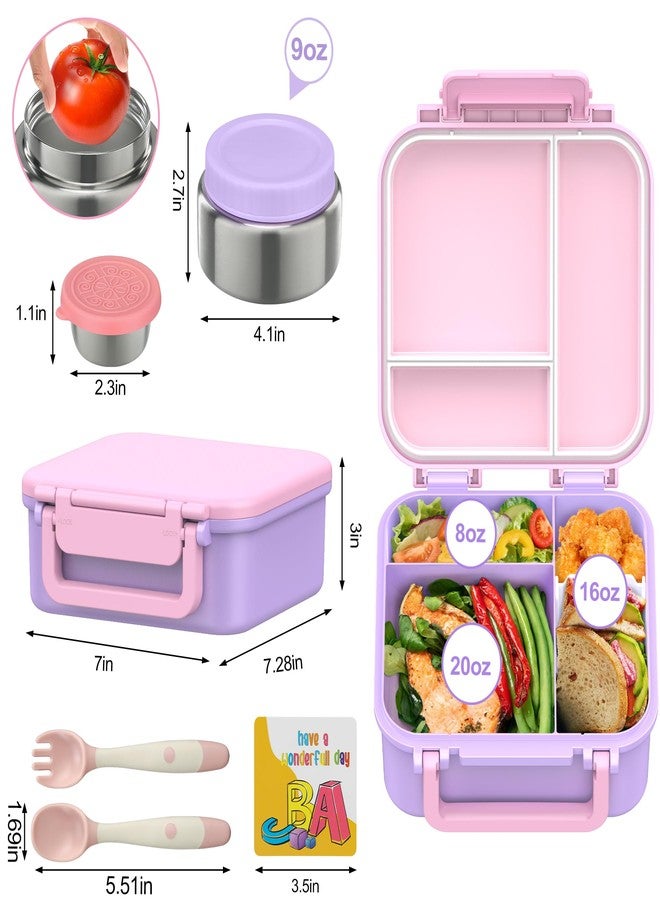 wiwens Kids Bento Lunch Box with 9oz Soup Thermo Leakproof Lunch Food Containers 4 Compartment with Insulated Hot Food Jar for Kid Toddler Girls Boys to School Trvael - Image 3