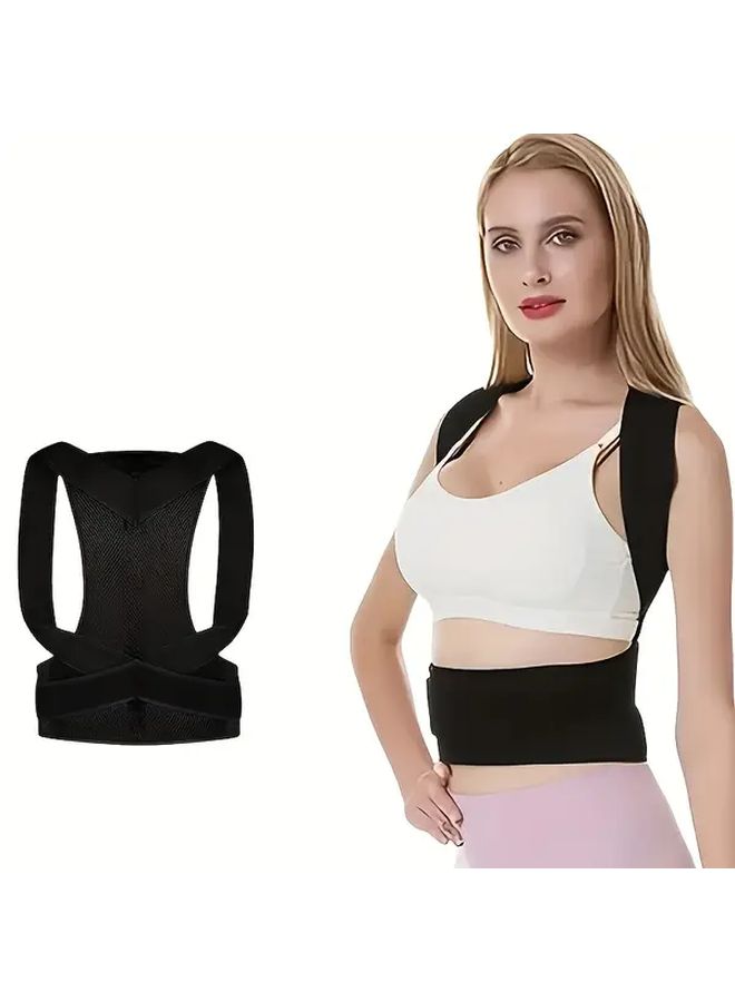Black 4XL Adjustable Back Posture Belt Unisex Corrector Prevent Hunching - Image 3