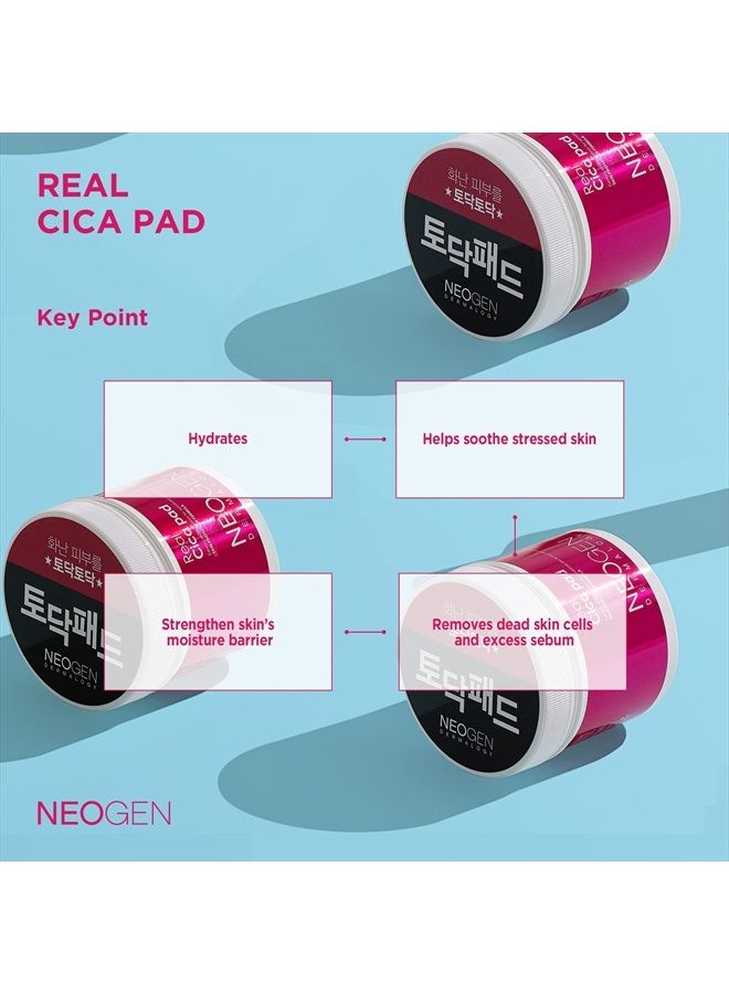 DERMALOGY by NEOGENLAB Real Cica Pad - Restores Skin Barrier Soothes Gently Exfoliates & Cleanses (Cica Micellar Pad) - Image 3