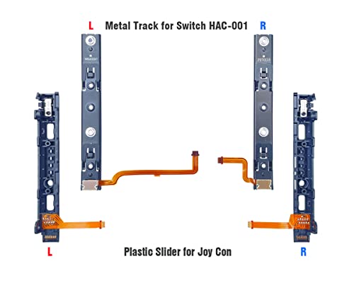 ElecGear Slide Rail Replacement for Nintendo Switch and Joy Con Controller, Left and Right Metal Track for Console and Plastic Slider Bar for Joy-con with Flex Cable Connector Repair Part Assembly - Image 3
