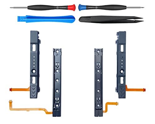 ElecGear Slide Rail Replacement for Nintendo Switch and Joy Con Controller, Left and Right Metal Track for Console and Plastic Slider Bar for Joy-con with Flex Cable Connector Repair Part Assembly - Image 4