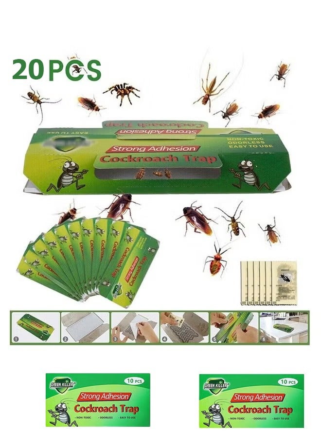 green killer 20 قطعة من مصيدة الصراصير ذات الالتصاق القوي في صندوق واحد - Image 1