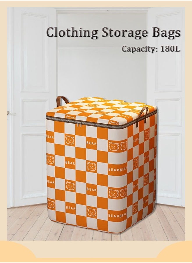 Generic Clothes Storage Bins with Metal Frame, Stackable Storage Box, Foldable Clothing Storage Bins with Lids, Storage Bags Underbed Storage Box for Clothes, Pillows, Bedding, Blankets (Orange)  - Image 1