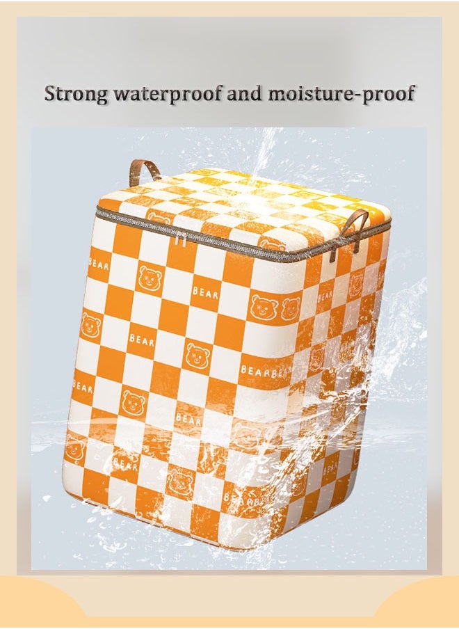 Generic Clothes Storage Bins with Metal Frame, Stackable Storage Box, Foldable Clothing Storage Bins with Lids, Storage Bags Underbed Storage Box for Clothes, Pillows, Bedding, Blankets (Orange)  - Image 4
